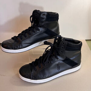 Men's Polo Ralph Lauren Sneakers, Black leather , Size 10D